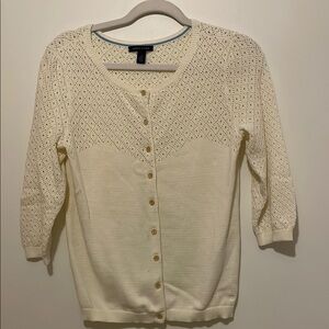 Tommy Hilfiger Cream Cardigan with Knitted Pattern